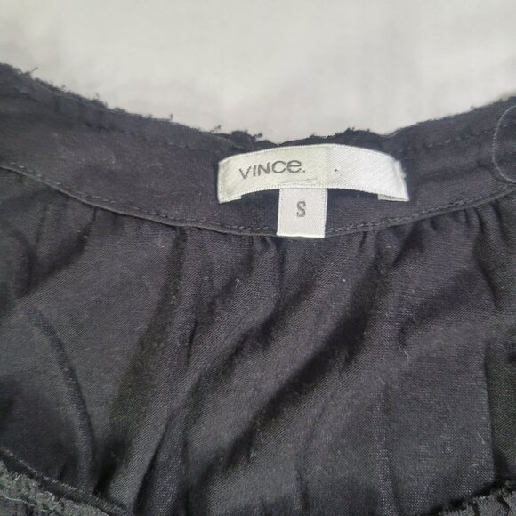 Vince Black Short-Sleeve Elastic Waist Rayon Blend Dress Size S - Picture 2 of 5